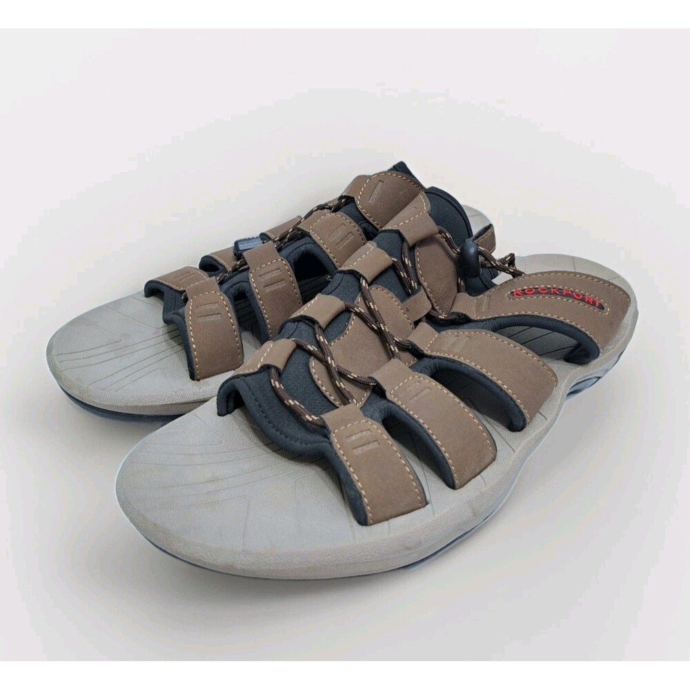 Rockport Byron Bungee Slides Sandals Tan Brown Men's Size 12 Fisherman Beach